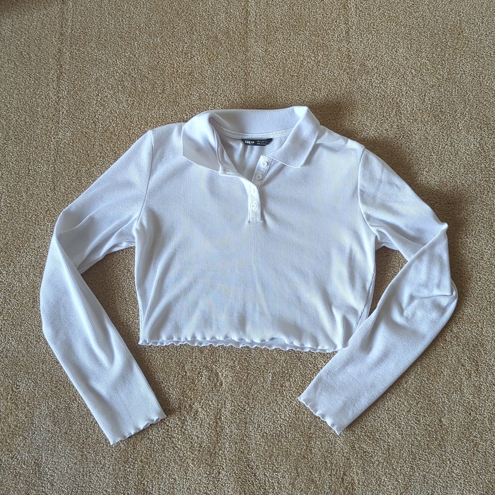 Shein Cropped Collared Shirt Size M